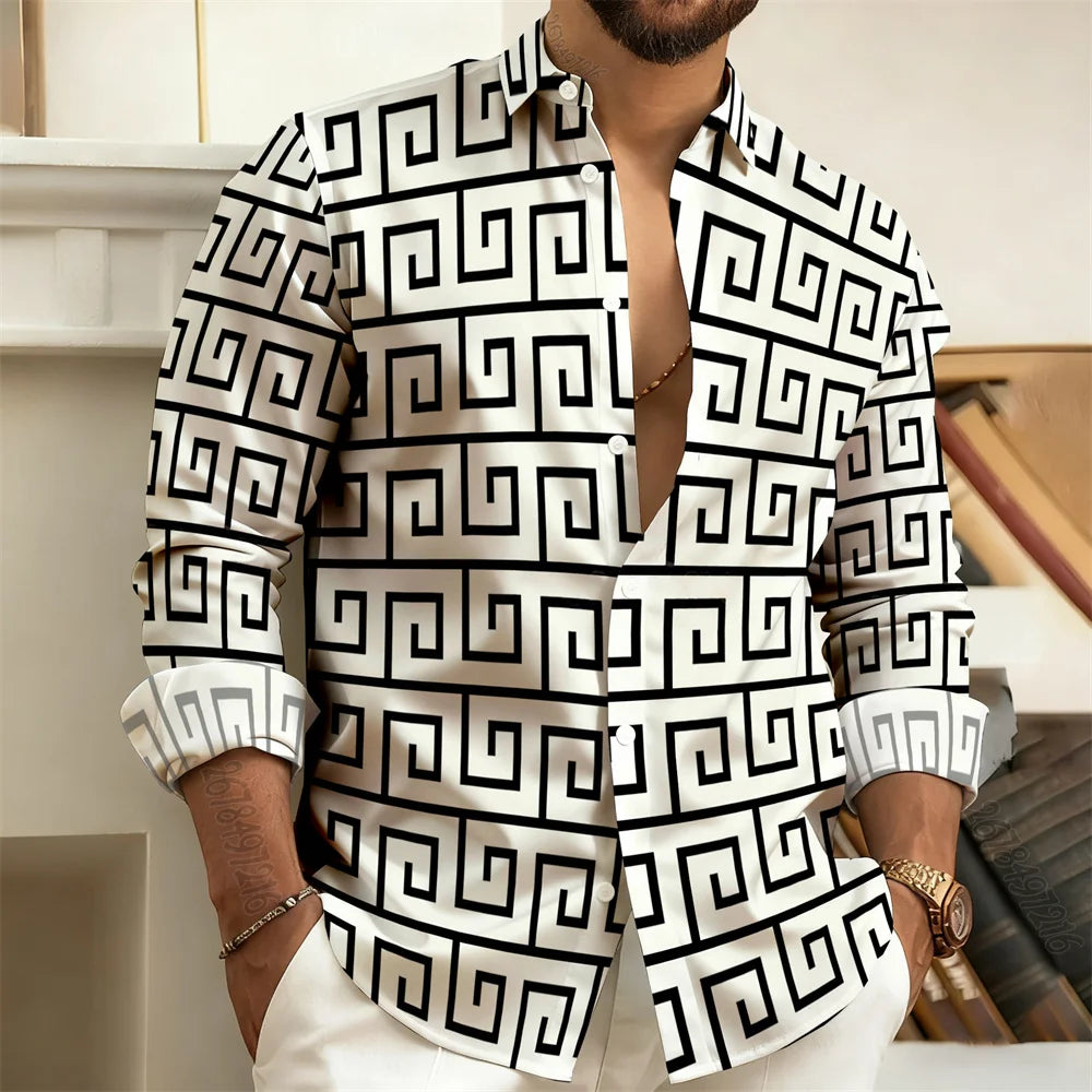 Chemise imprimée homme manches longues – CLEVI Paris
