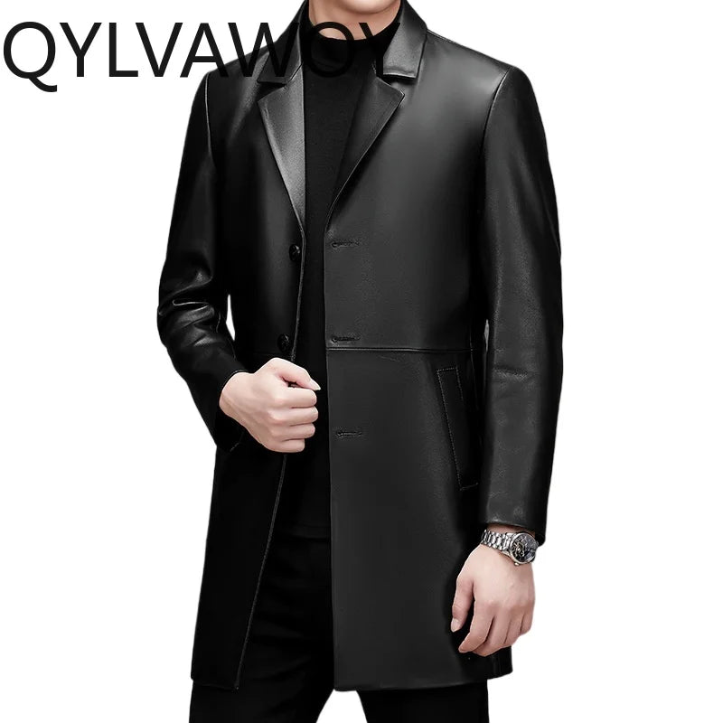 Manteau mi-long homme en cuir de mouton – CLEVI Paris