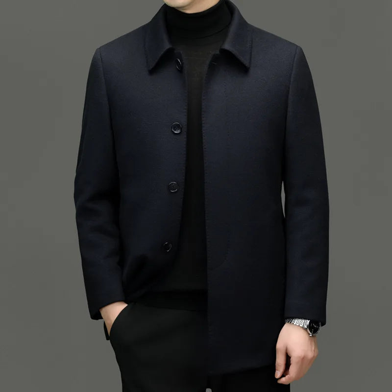 Manteau homme en cachemire bleu marine – CLEVI Paris