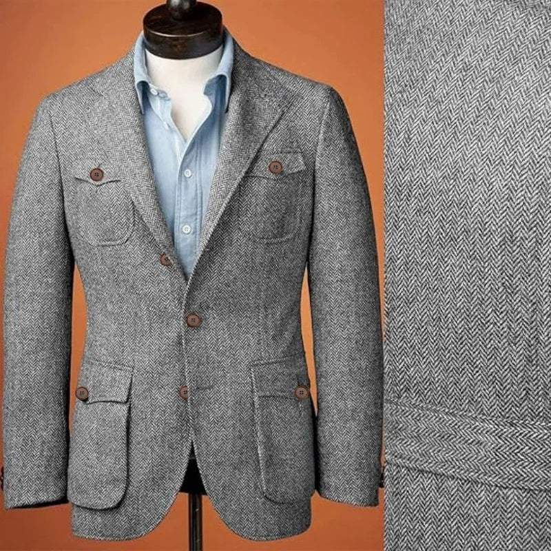 Blazer homme en tweed à chevrons – CLEVI Paris