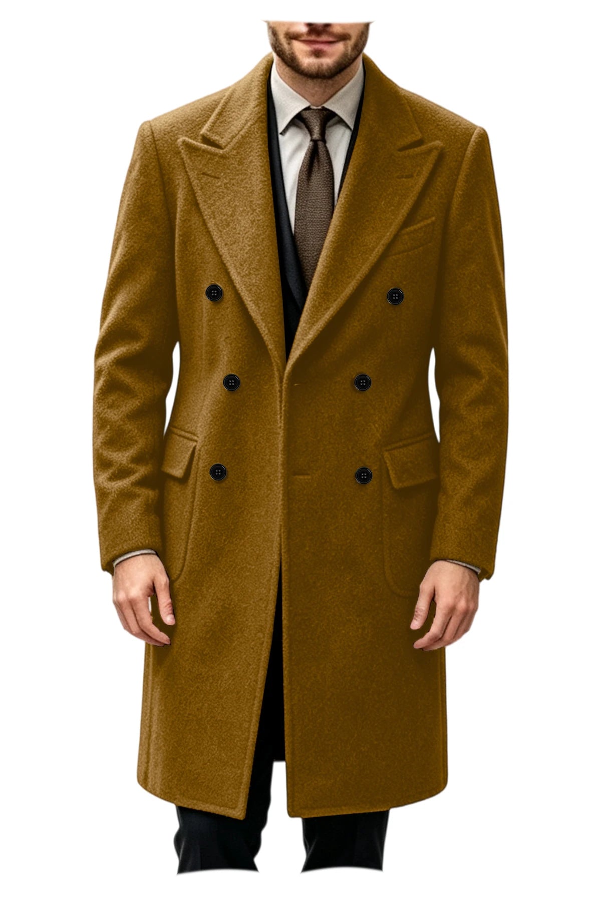 Manteau homme long croisé en laine mélangée – CLEVI Paris
