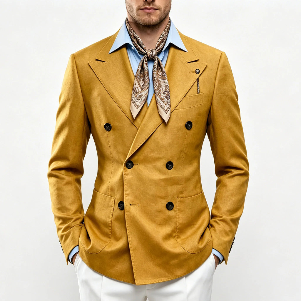 Blazer croisé lin et coton homme – CLEVI Paris