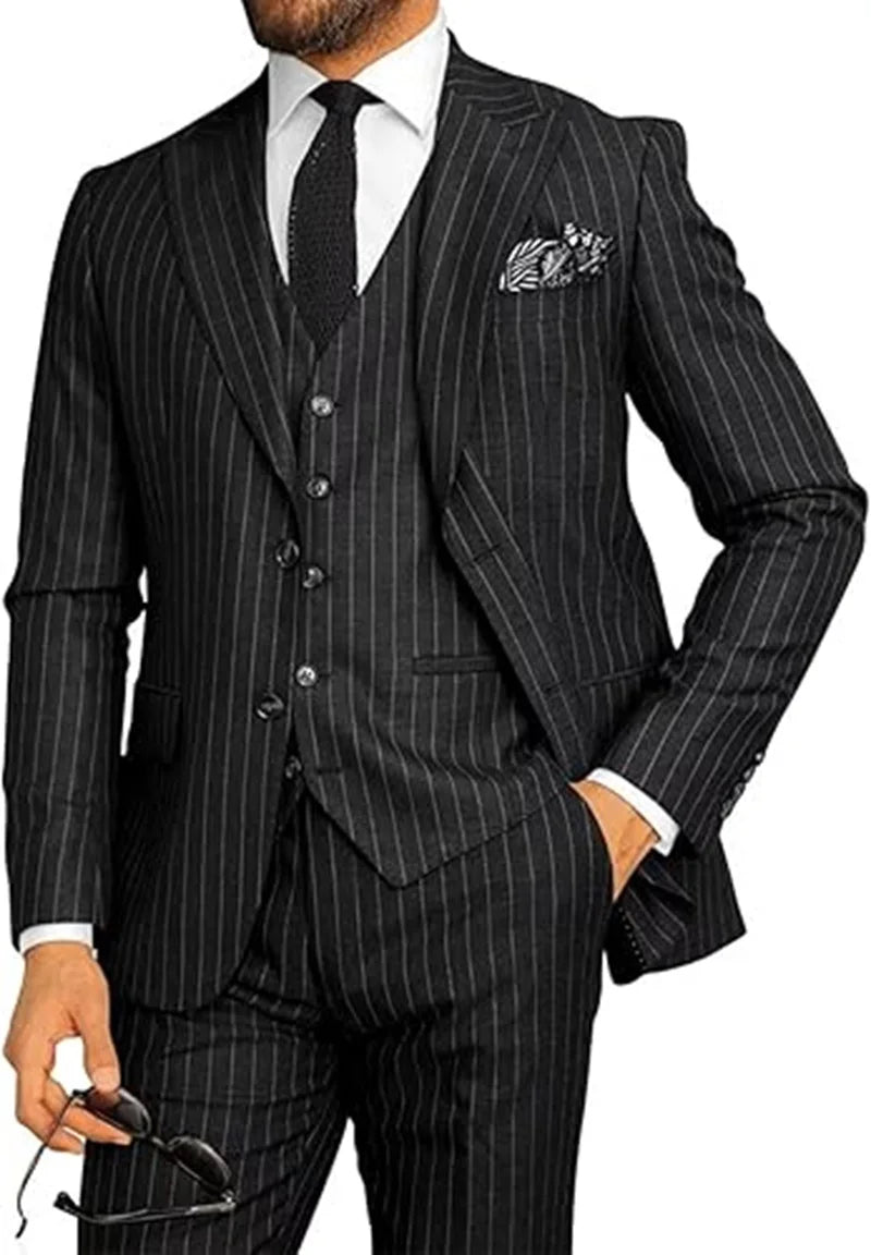 Costume Élégant 3 Pièces Homme Rayures – CLEVI Paris