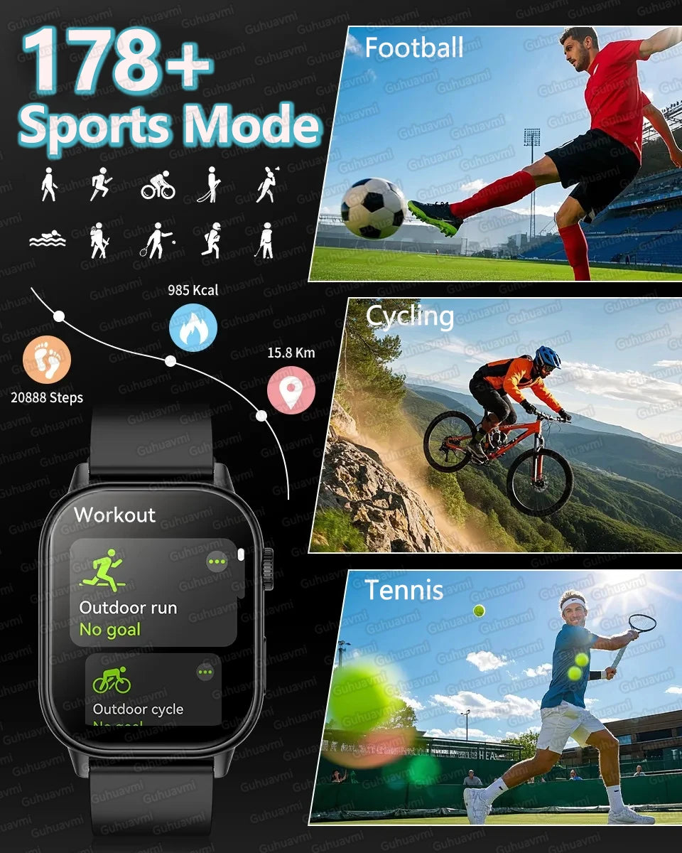 Montre connectée GUHUAVMI AMOLED 2,01 pouces – CLEVI Paris