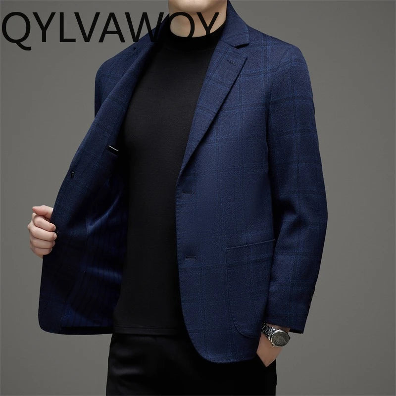 Blazer homme bleu laine, soie et cachemire – CLEVI Paris
