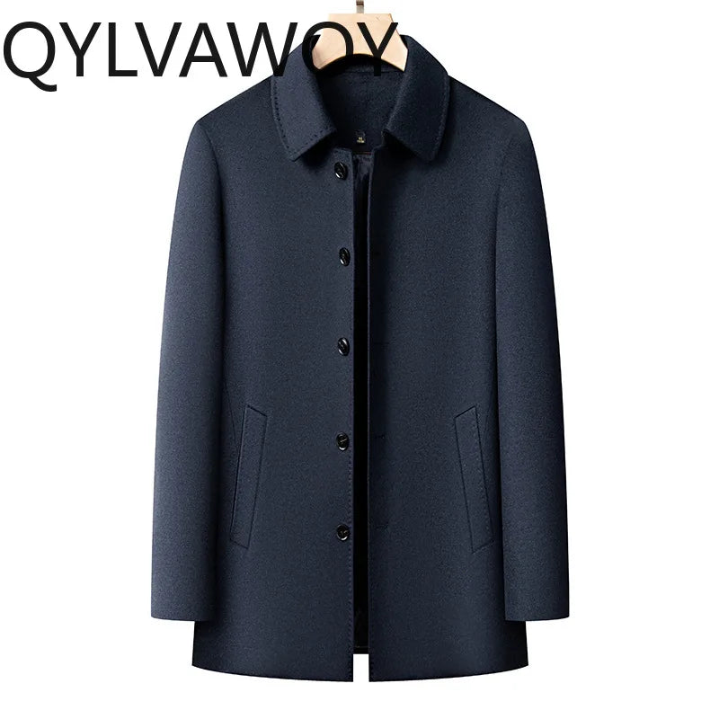 Manteau homme en laine bleu foncé – CLEVI Paris