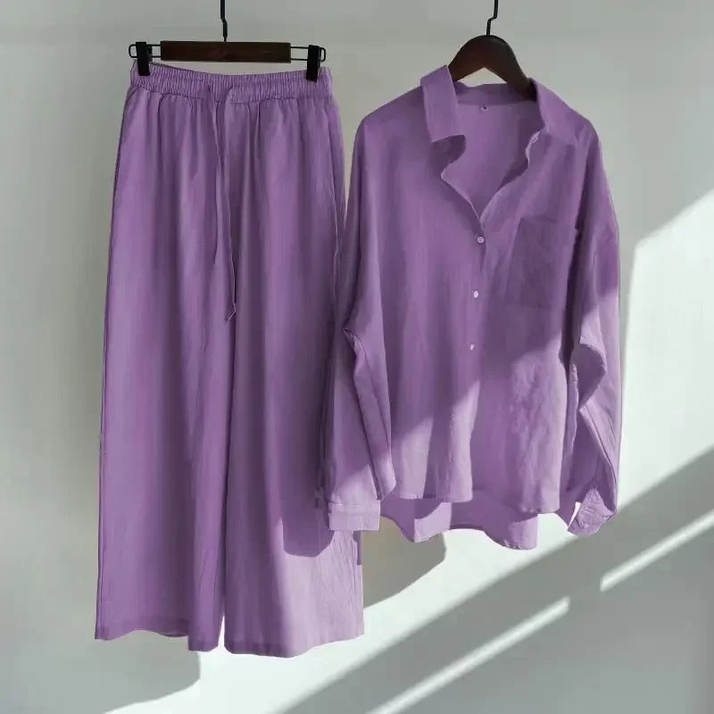 Ensemble 2 pièces femme en coton et lin – CLEVI Paris
