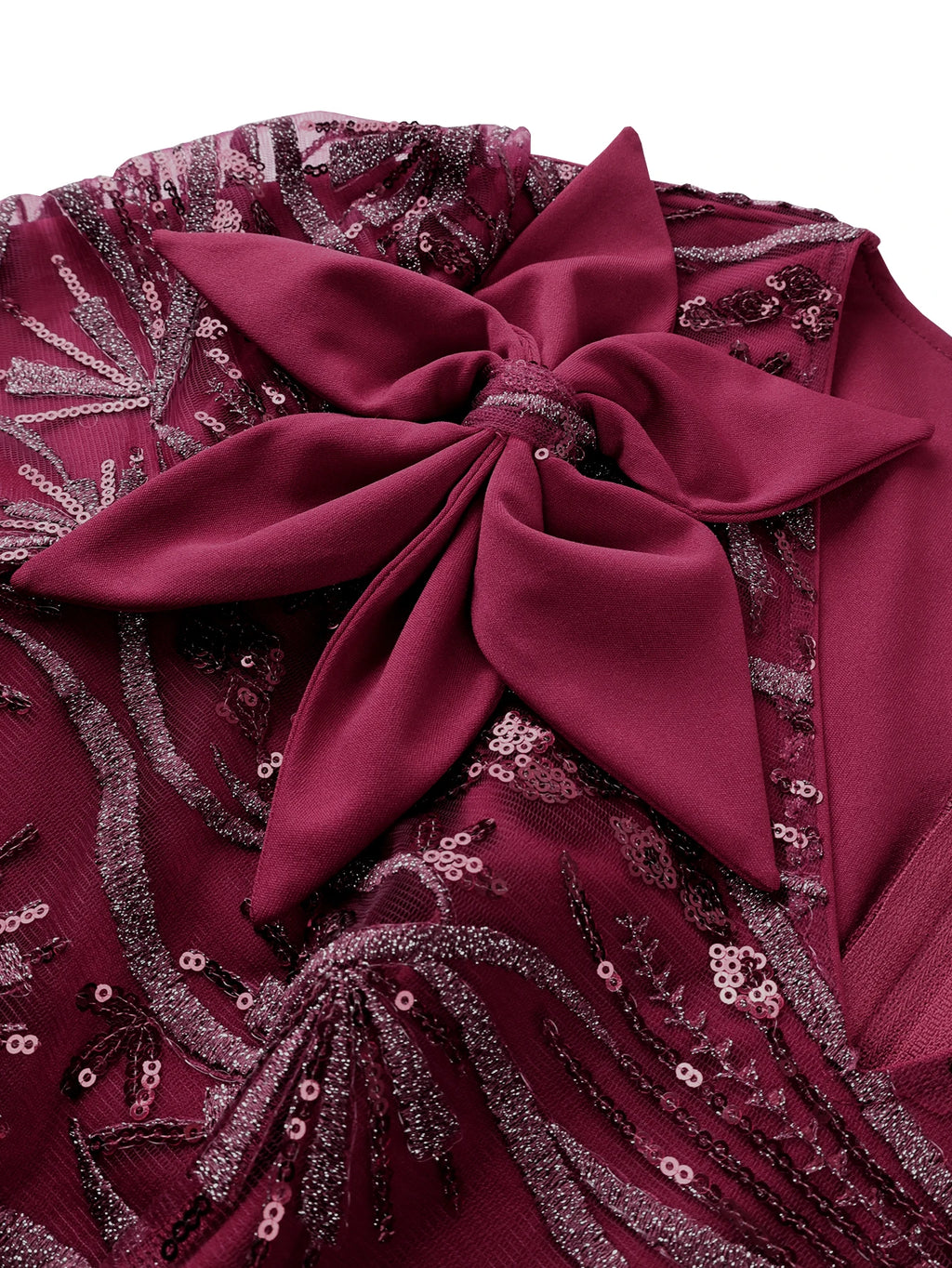 Robe longue à sequins col V manches longues – CLEVI Paris