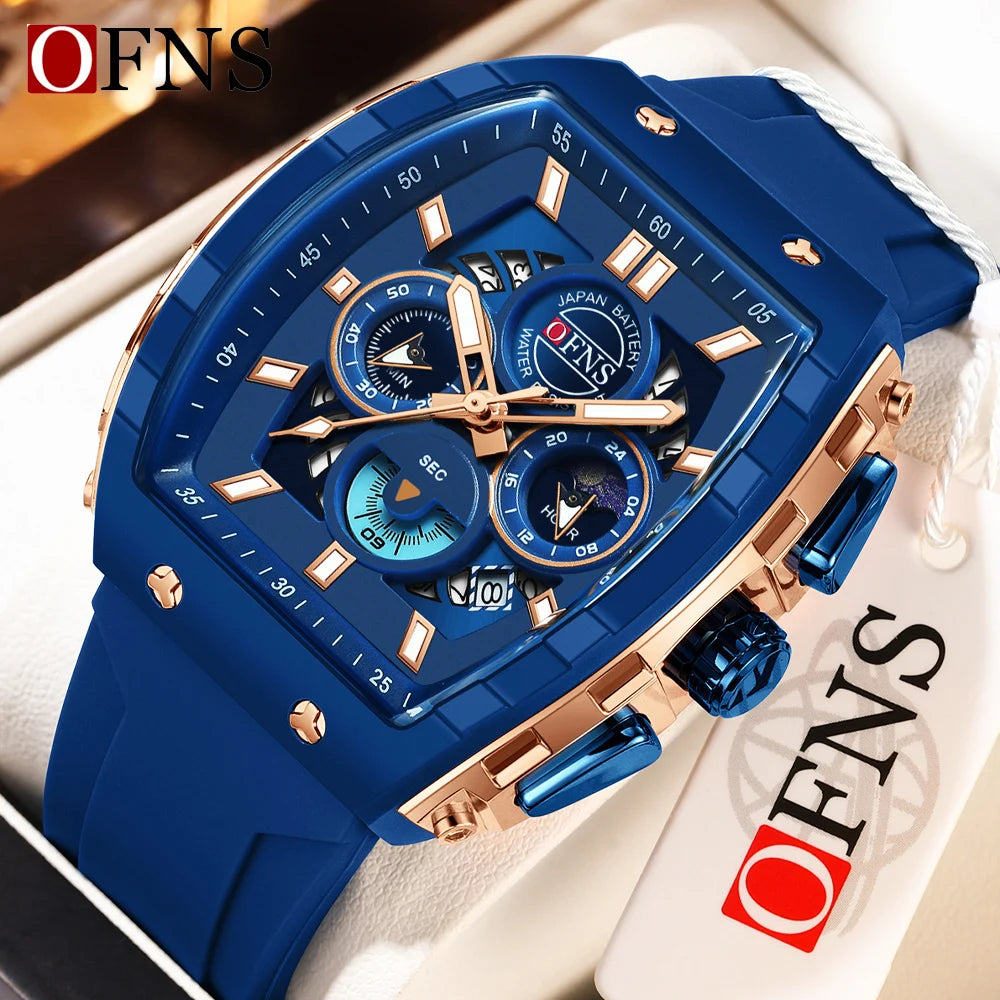 OFNS 1203 Montre Homme Quartz Chronographe Silicone Lumineux Sport – CLEVI Paris