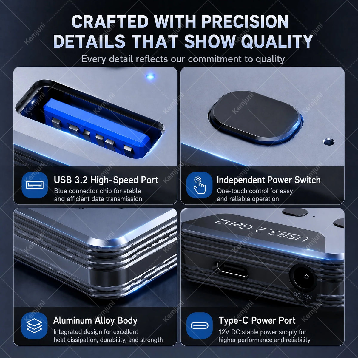 Hub USB 3.2 Gen 2 7 Ports 10Gbps avec Câble – CLEVI Paris