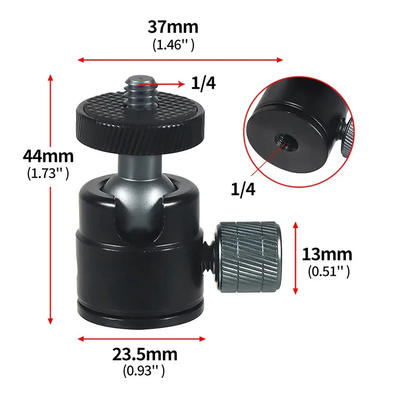 Mini rotule aluminium 360° à vis 1/4 – CLEVI Paris