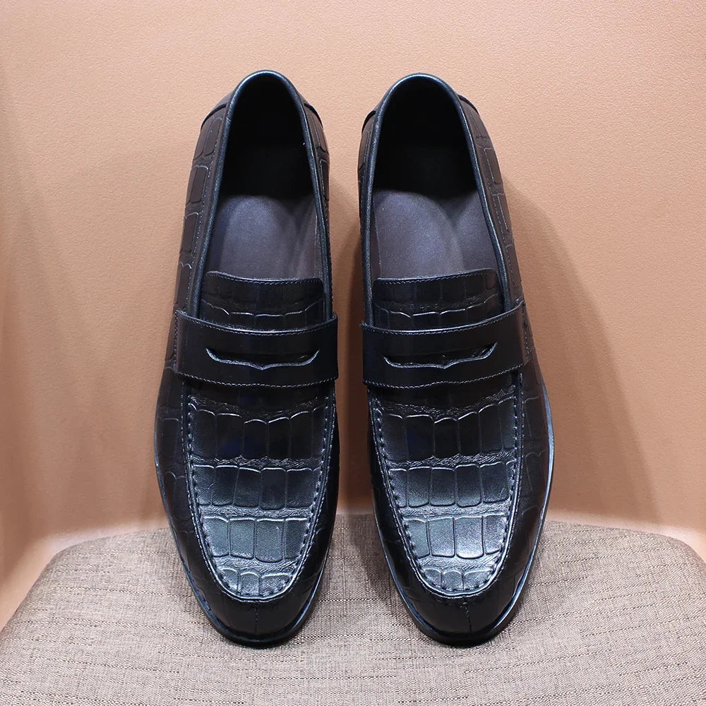 Mocassins Homme Cuir de Vache Motif Crocodile – CLEVI Paris