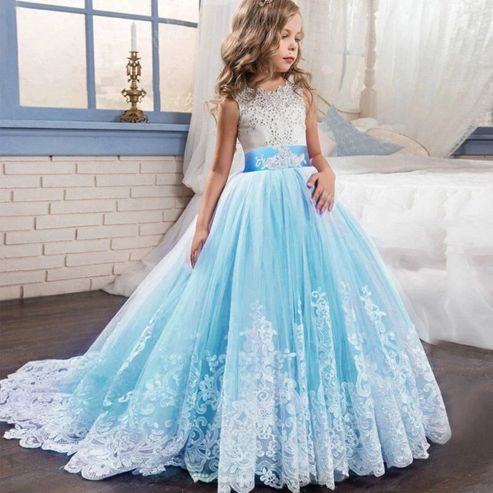 Robe longue cérémonie fille à fleurs – CLEVI Paris
