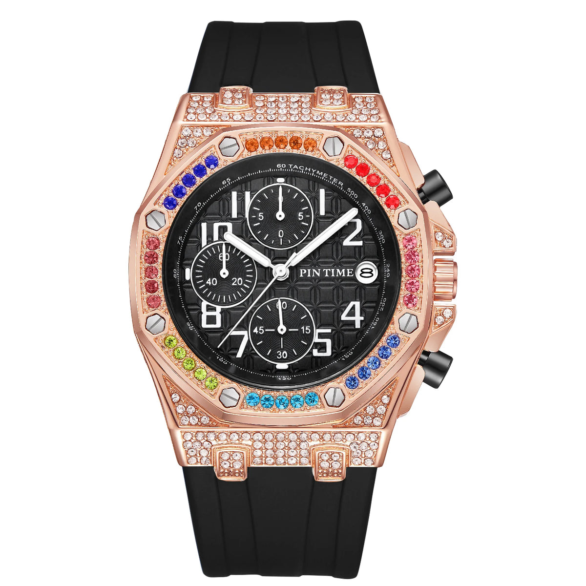 Montre Quartz Diamants Calendrier PINTIME Homme 3 Cadrans – CLEVI Paris
