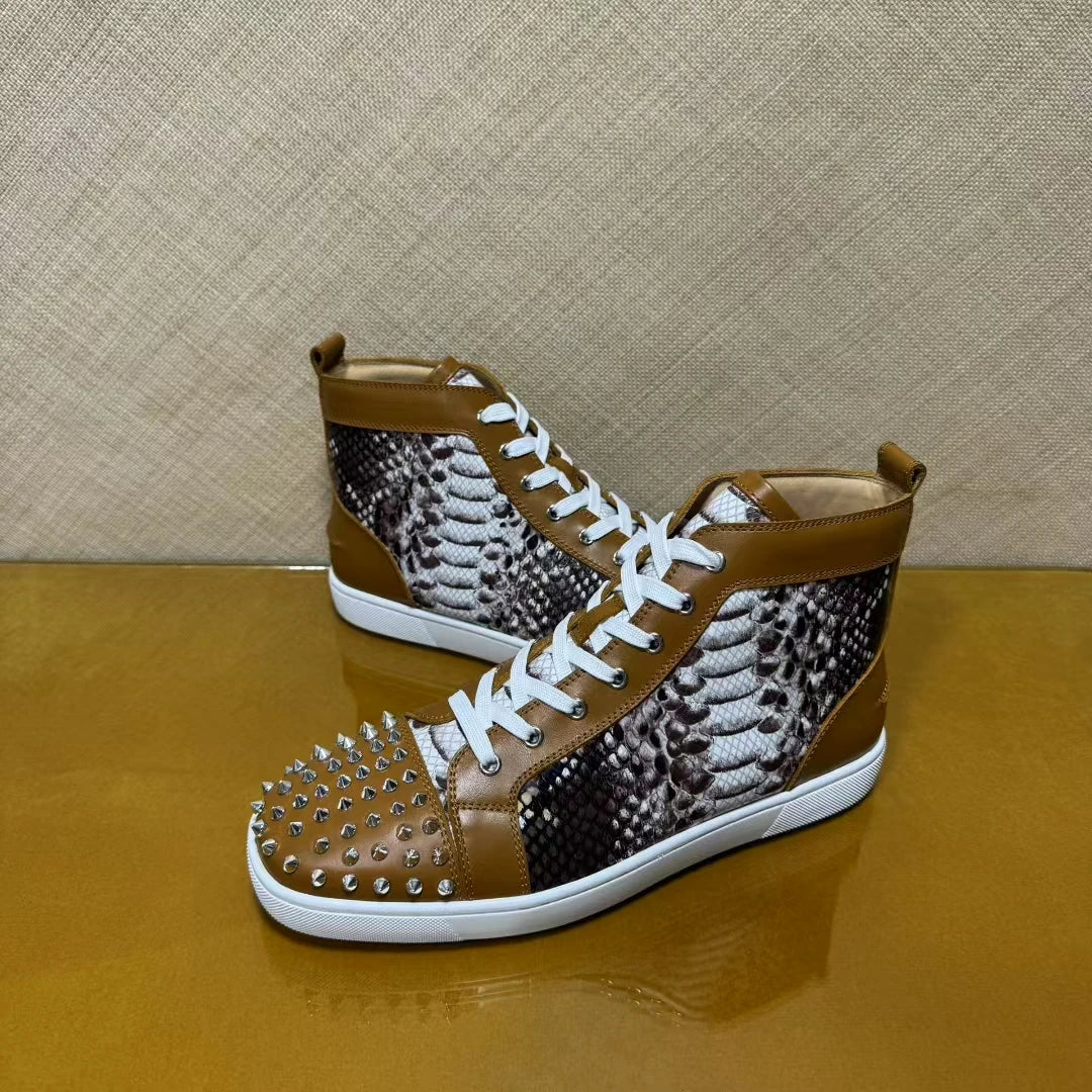 Sneakers Hautes Cuir Rivets Luxe Homme – CLEVI Paris