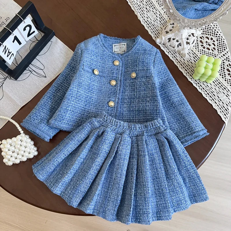 Ensemble fille veste et jupe en coton – CLEVI Paris