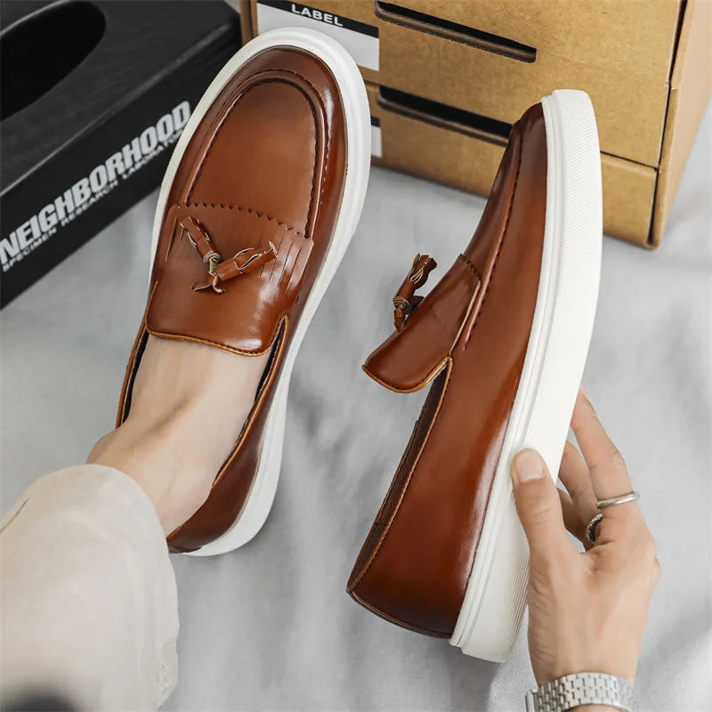 Loafers Mocassins Homme à Glands Cuir Slip-On – CLEVI Paris