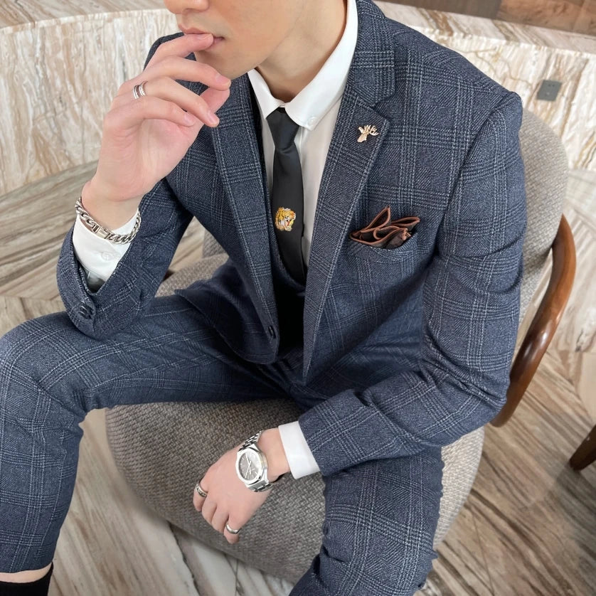Costume Homme 3 Pièces à Carreaux – CLEVI Paris
