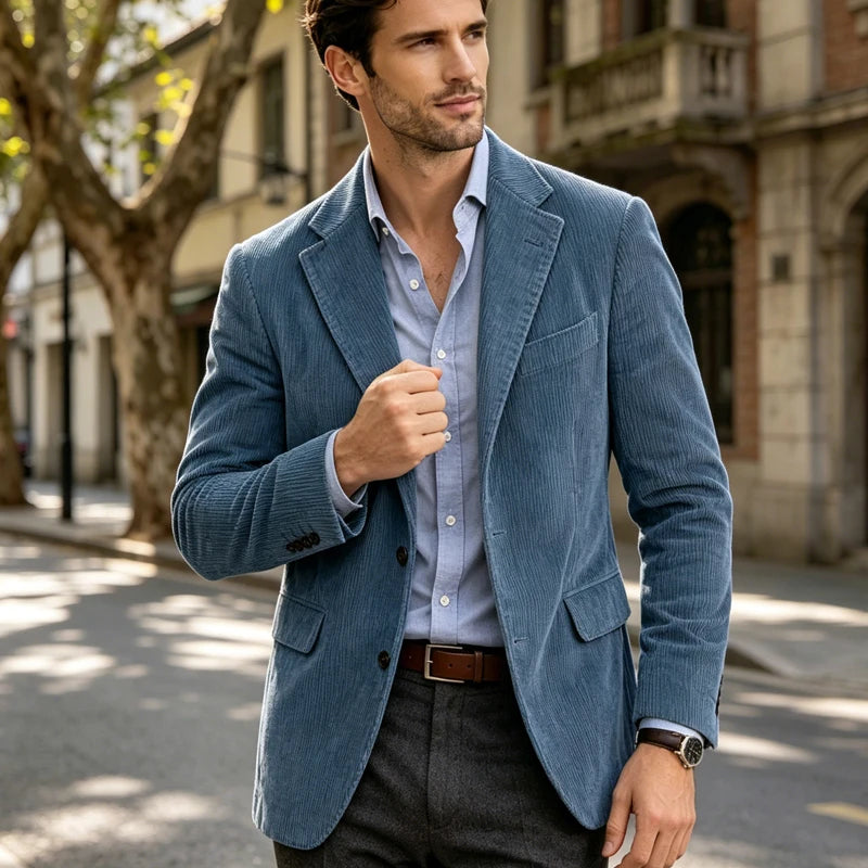 Blazer homme en velours côtelé à 2 boutons – CLEVI Paris