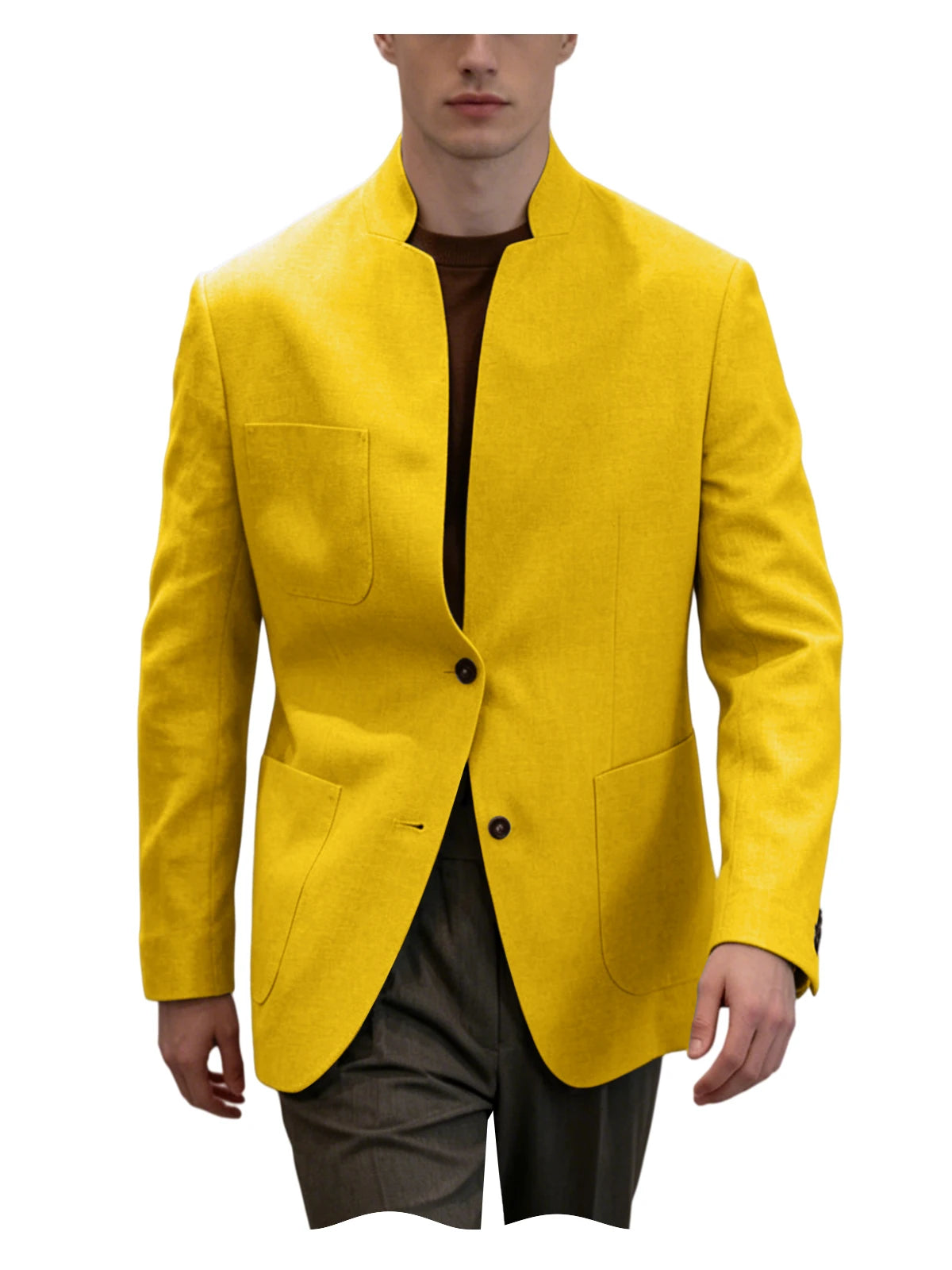 Blazer homme en lin – Col montant – CLEVI Paris