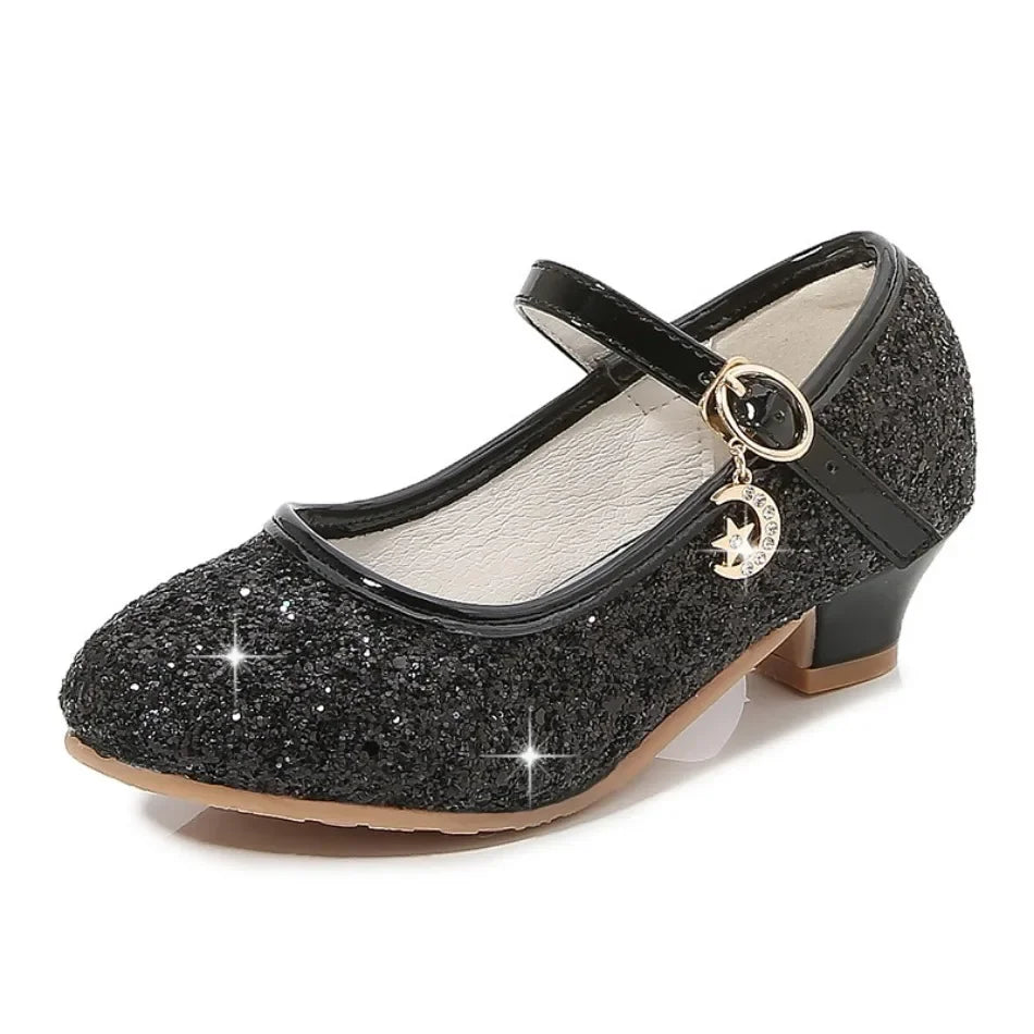 Sandales fille à talons et paillettes – CLEVI Paris