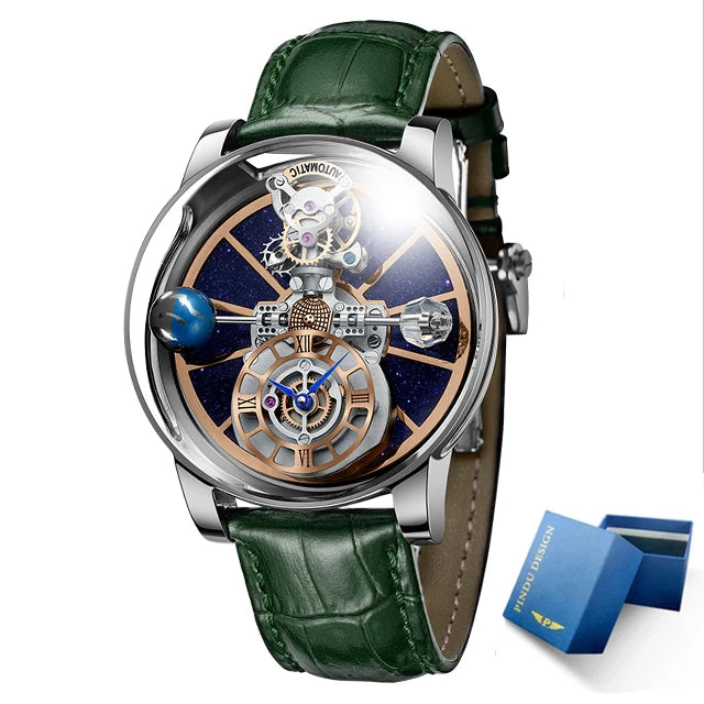 Montre Homme Quartz Ciel Étoilé Verre Courbé Transparent Cuir 10 Bar – CLEVI Paris