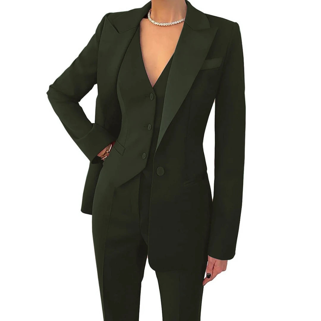Costume 3 Pièces Femme Veste Gilet Pantalon 17 Coloris Bureau Cérémonie – CLEVI Paris
