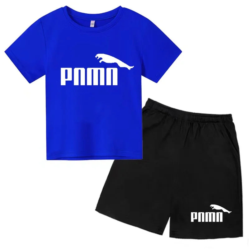 Ensemble enfant T-shirt à lettres et short uni – CLEVI Paris