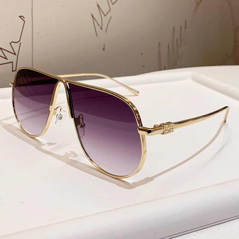 Lunettes de Soleil Grande Monture Grenouille Rétro Métal Femme – CLEVI Paris