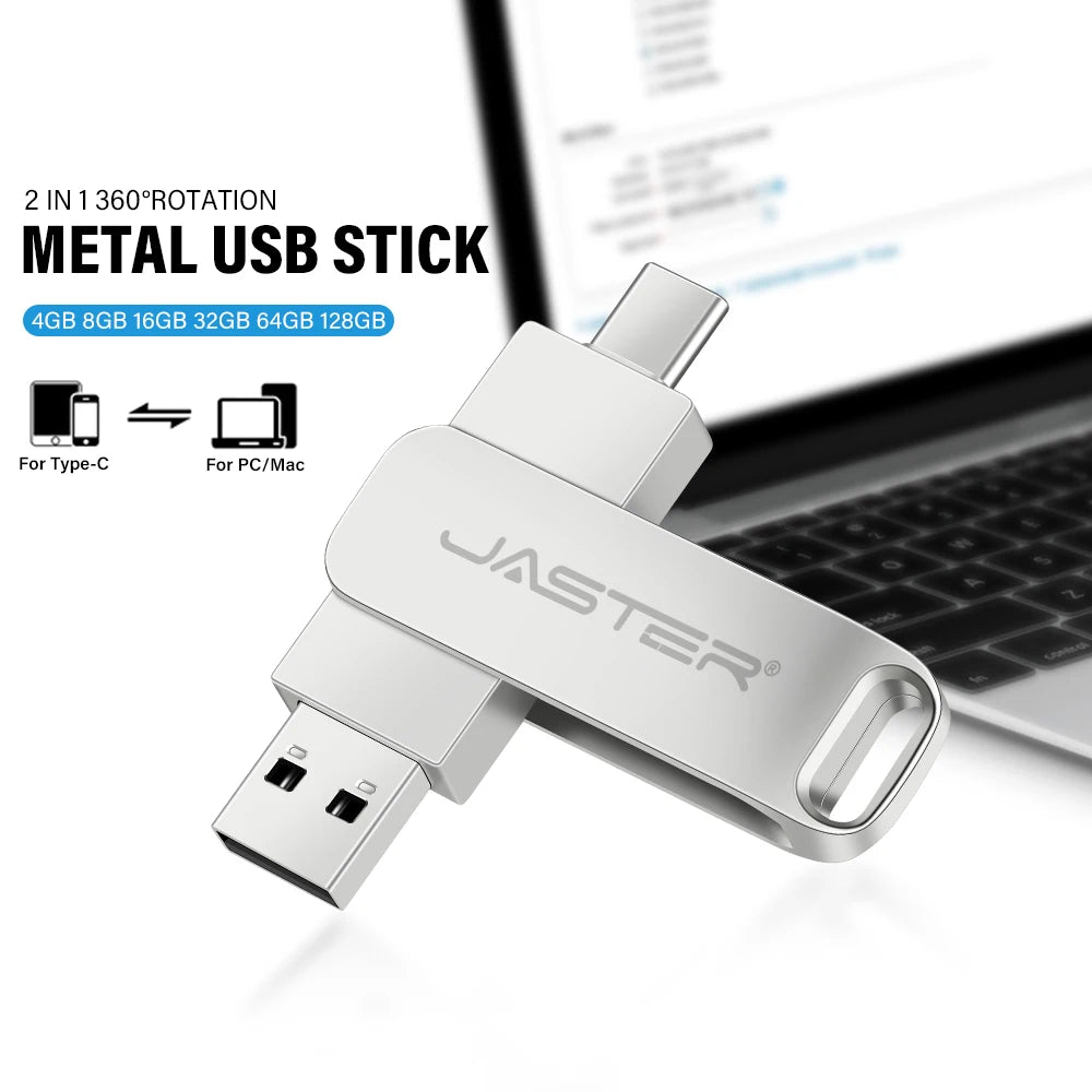 Clé USB-C 2-en-1 Métal Rotatif jusqu'à 128 Go – CLEVI Paris