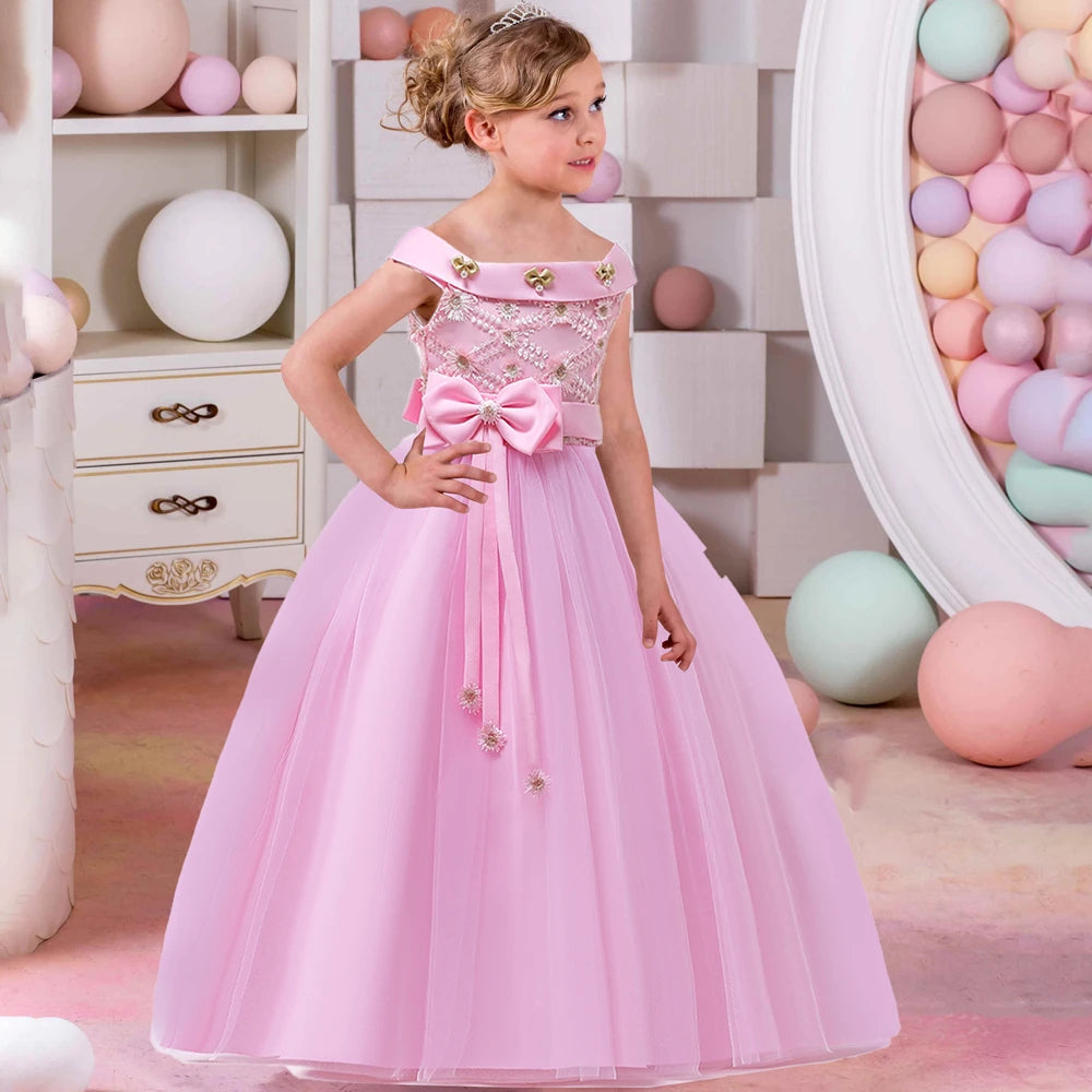 Robe cérémonie fille en dentelle florale – CLEVI Paris