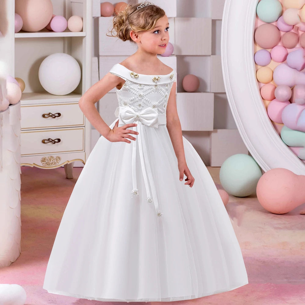 Robe cérémonie fille en dentelle florale – CLEVI Paris