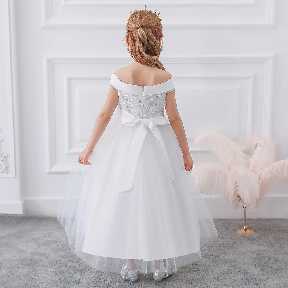 Robe cérémonie fille en dentelle florale – CLEVI Paris